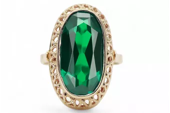 Винтидж крафт Пръстен Смарагд 14K жълто злато vrc129y